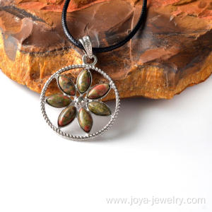 Natural Unakite Chips Life of Flower Pendant